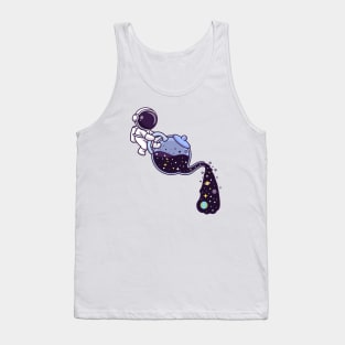 Cute Astronaut Pouring Space From Teapot Cartoon Tank Top